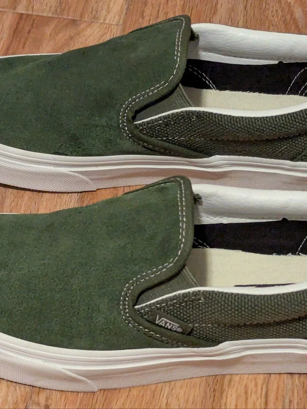 Vans Olive Green Suede Slip-On Sneakers